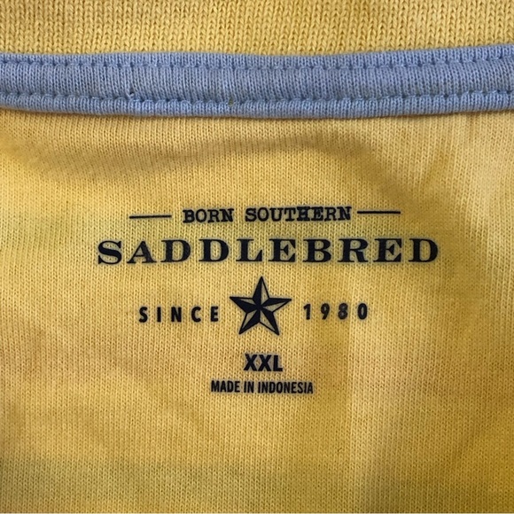 SADDLEBRED Men Yellow w/ Red/Blue Stripes Short Sleeve Polo Sz XXL - Picture 4 of 8